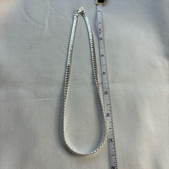 925 Sterling Silver Flat Link Chain Necklace & Bracelet Set - Picture 7 of 9